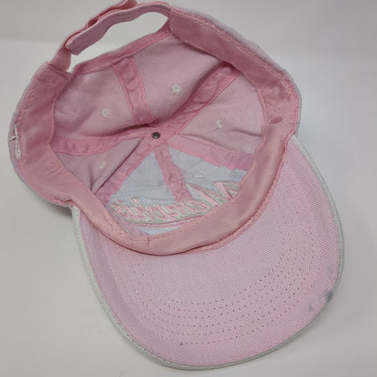 Memphis Strapback Hat Pink One Size Adjustable Embroidered Vented Holes 6 Panel