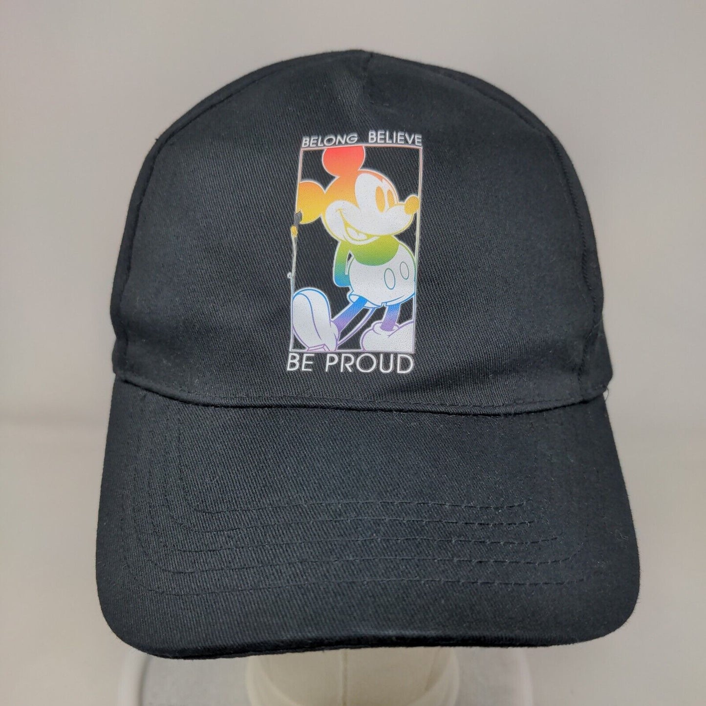 Belong Believe Be Proud Mickey Mouse Snapback Hat Black OSFM Pride Disney