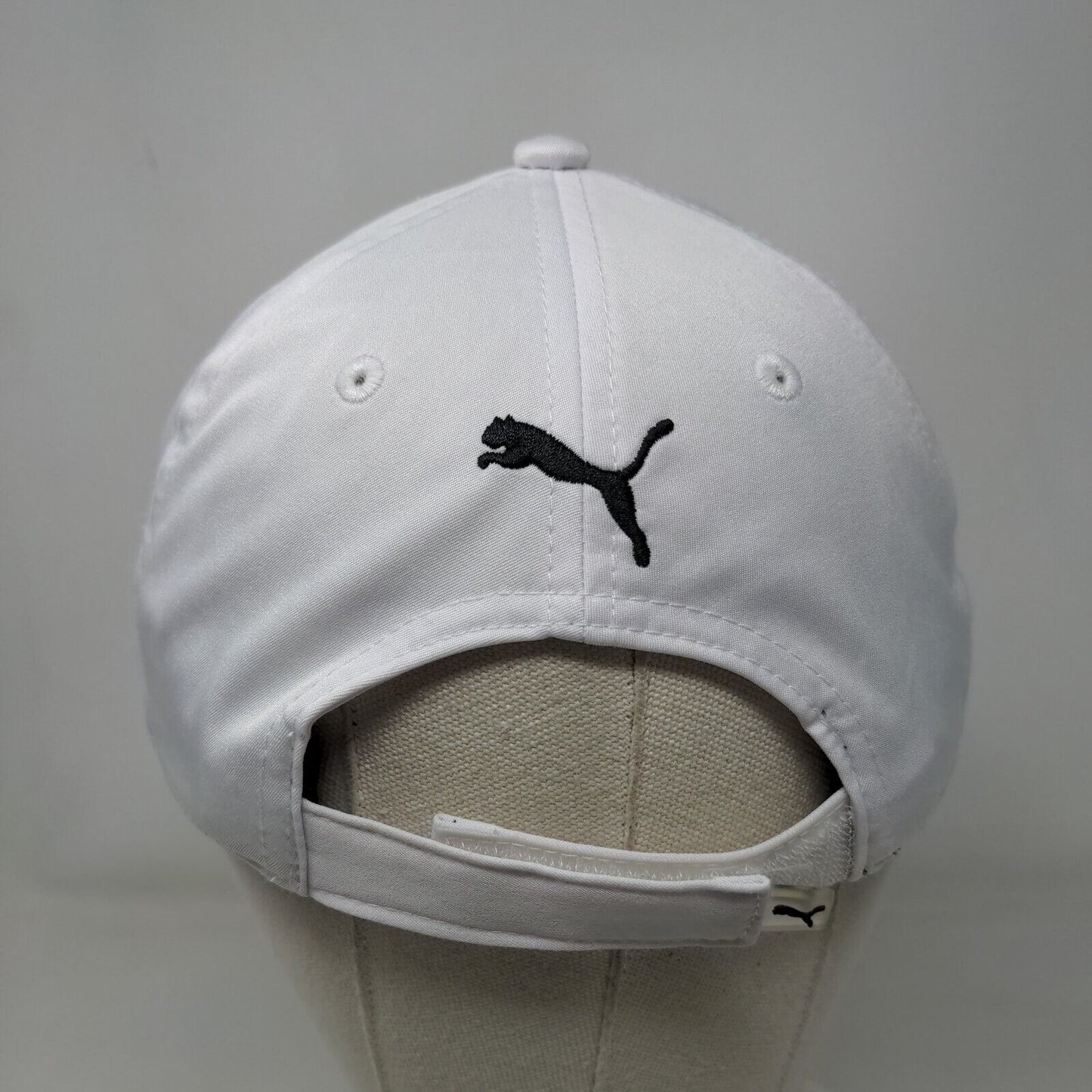 PUMA Strapback Hat White One Size Adjustable Embroidered Logo Vented Holes