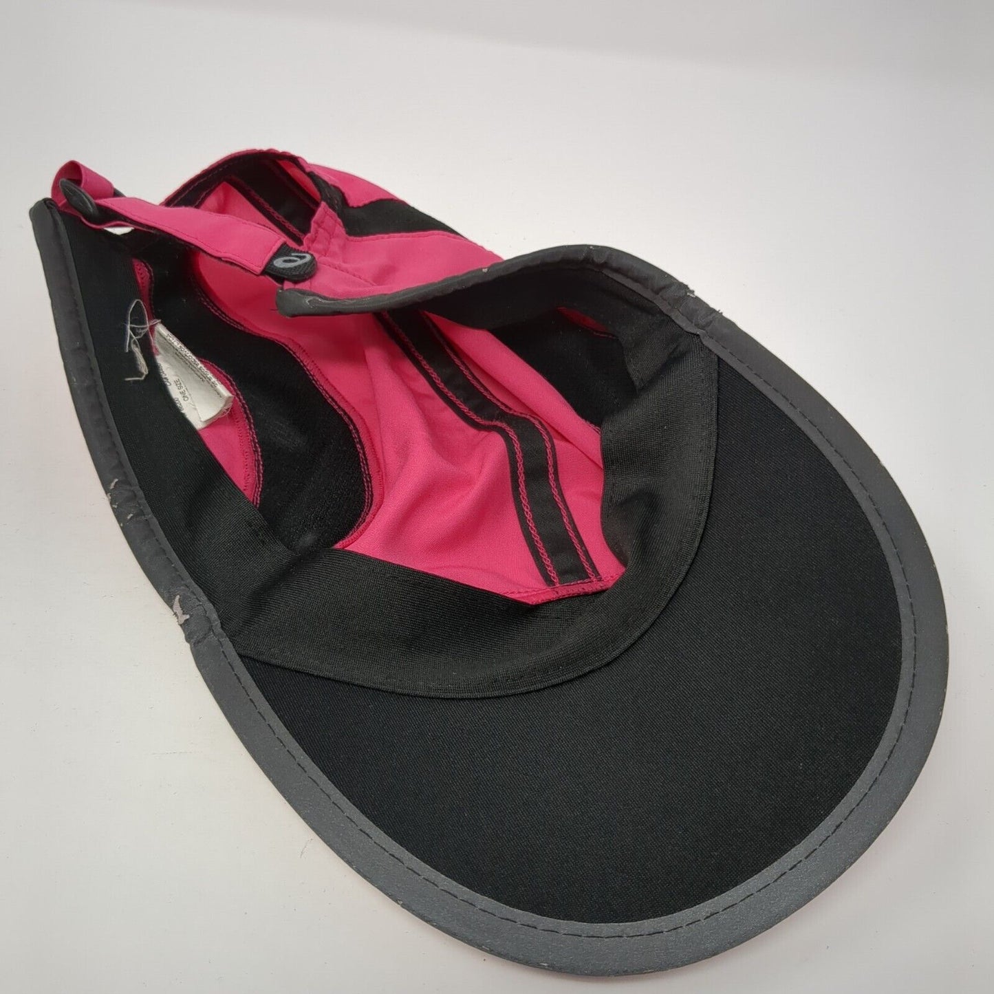 Asics Strapback Hat Pink One Size Adjustable Black Trim Running Outdoor