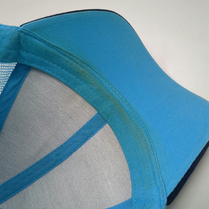 Baseball Cap Blue One Size Mesh Back Serape Bucking Bronco Western Strapback Hat