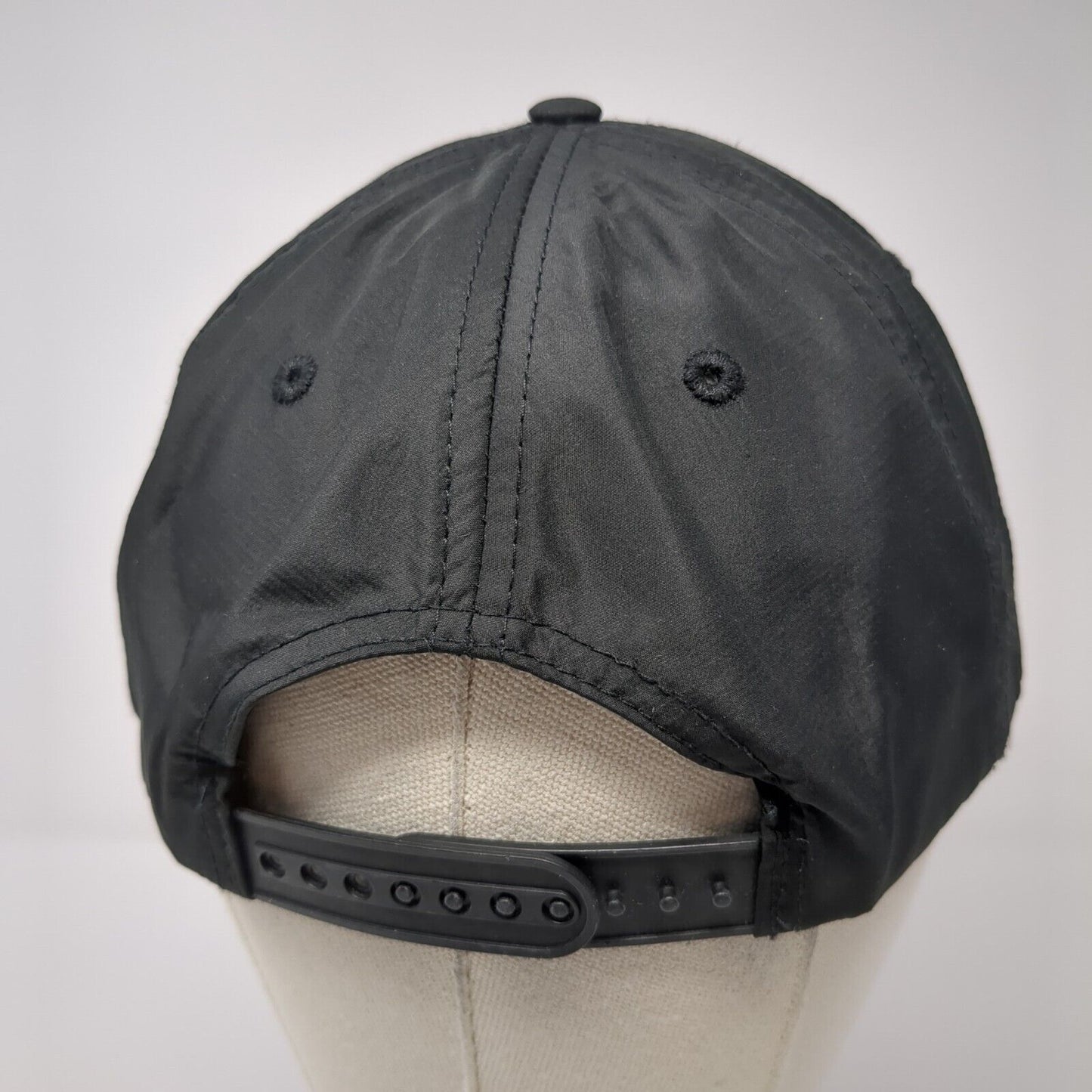 Unbranded Snapback Hat Black One Size Adjustable 6 Panel Vented Holes Polyester