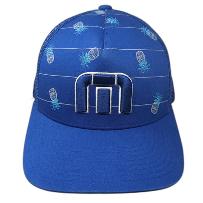 TravisMathew Trucker Hat Blue One Size Pineapple Print Mesh Back Snapback Golf