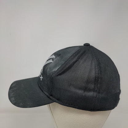 Vortex Snapback Mesh Back Trucker Hat Black OSFM Embroidered 6 Panel