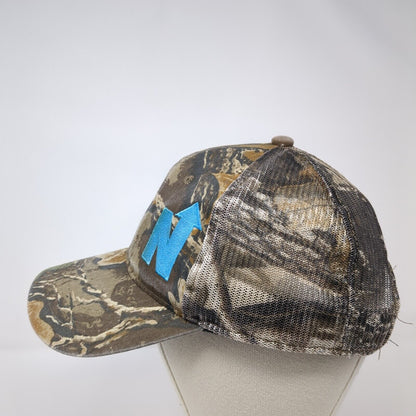 N Strapback Trucker Hat Camouflage OS Adjustable Embroidered Mesh Outdoor Cap