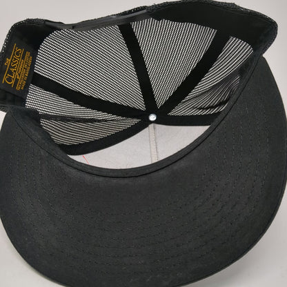 Yupoong Trucker Hat Black One Size Mesh Back Snapback TSP+ Graphic Flat Brim