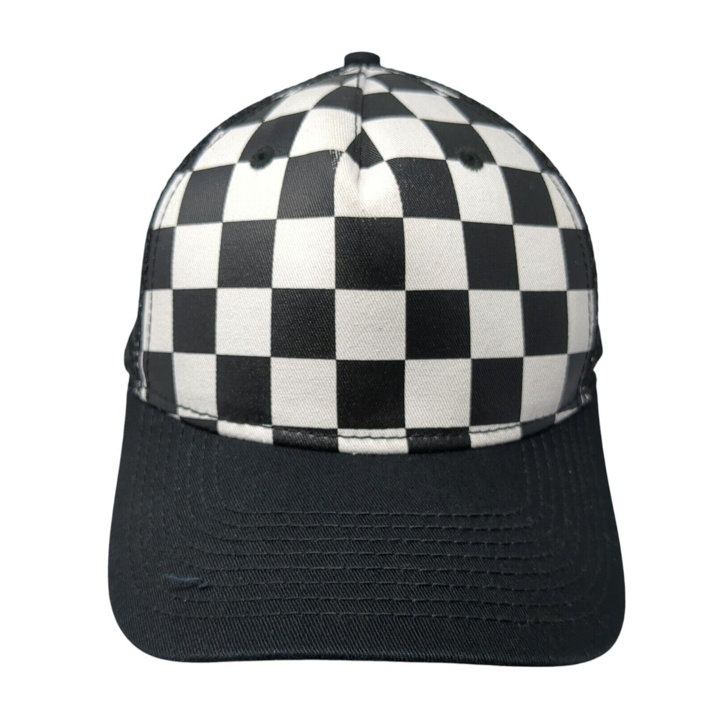 No Boundaries Snapback Trucker Hat Black One Size Adjustable Mesh Back Check