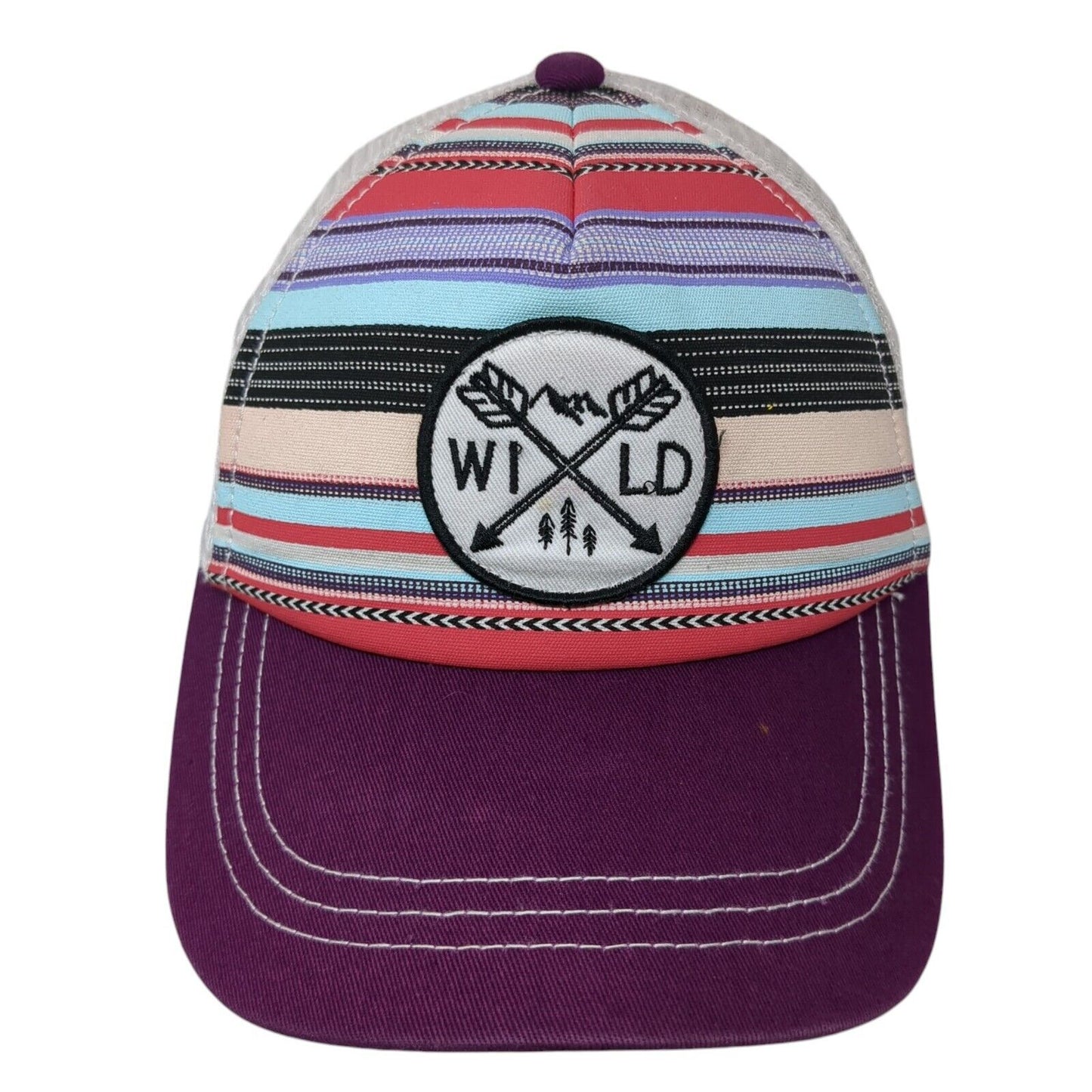 Wild Snapback Mesh Back Trucker Hat Multi One Size Striped Empyre
