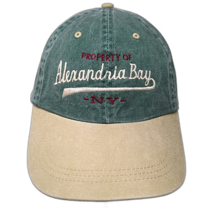 Ahead Alexandria Bay New York Baseball Cap Green Beige One Size Slideback Hat