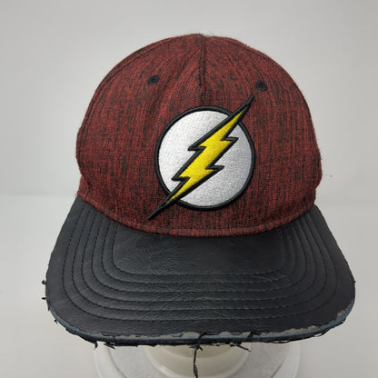 DC The Flash Snapback Hat Red One Size Adjustable Embroidered Vented Holes