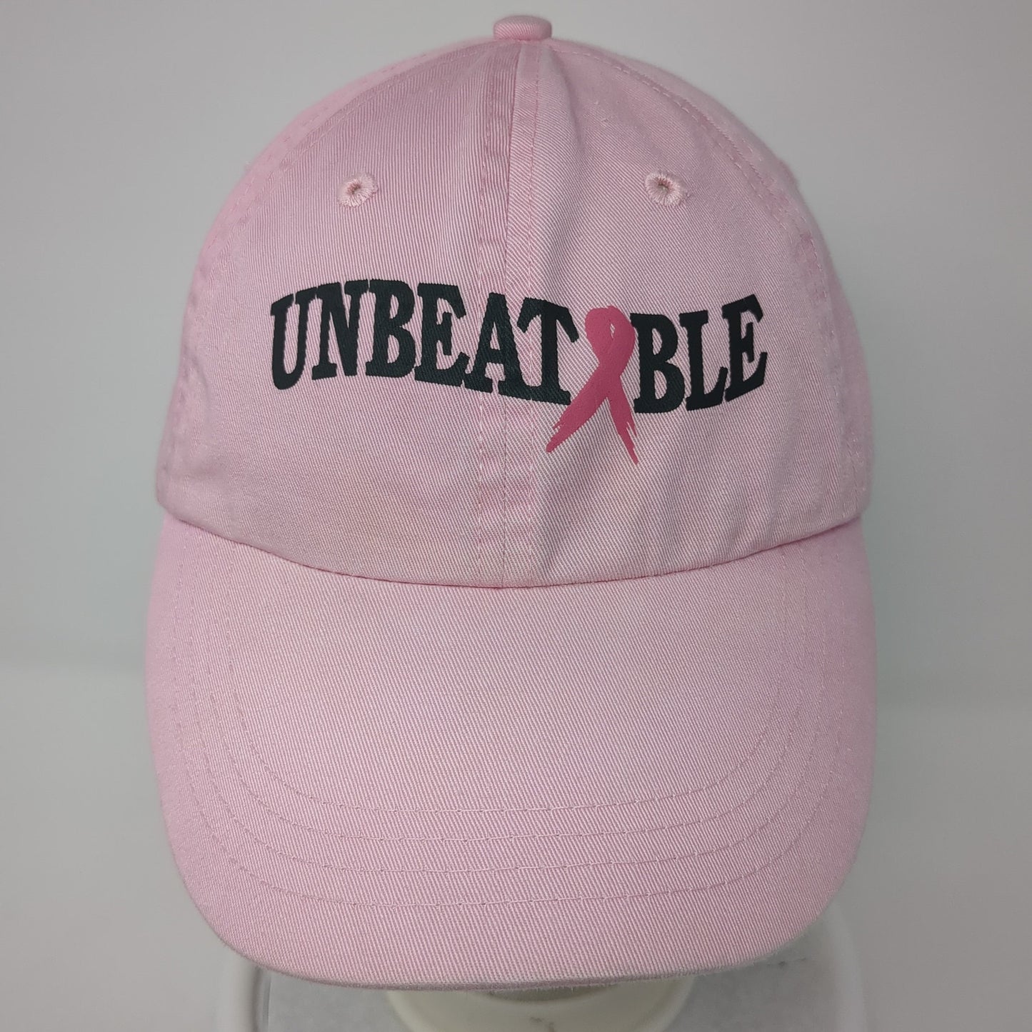 Unbeatable Pink Ribbon Cancer Awareness Baseball Cap Pink OS Adjustable Vitronic