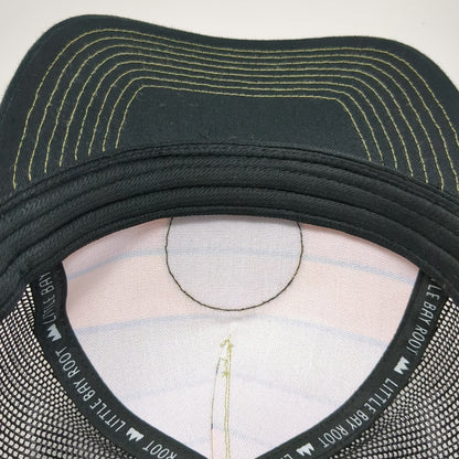 Little Bay Root Trucker Hat Black One Size Mountain Bend Patch Retro Stripes