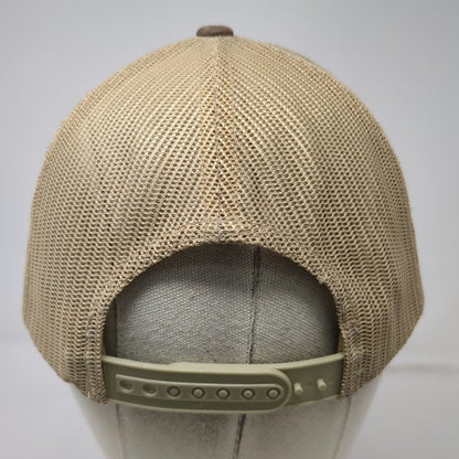 Yupoong Trucker Hat Brown One Size Brundage Leather Patch Mesh Back Snapback