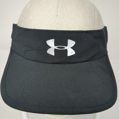 Under Armour Visor Black One Size Adjustable Strapback Silver Logo Running Hat