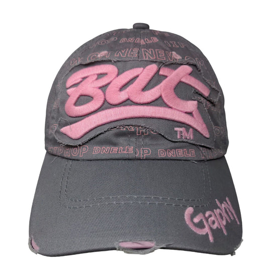 Graphy Bat Women's Slideback Hat Gray Pink Adjustable Embroidered Big Logo