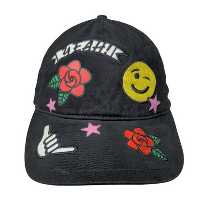 Yeah Shaka Sign Rose Wink Snapback Hat Black One Size Adjustable Embroidered