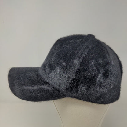 Unbranded Women's Slideback Hat Black Adjustable Fuzzy Furry 100% Polyester