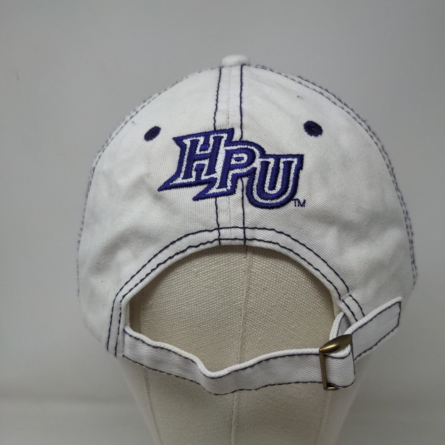 High Point University Men's Slideback Hat White Purple Embroidered Logo