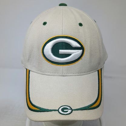 Green Bay Packers NFL Cap Hat Beige One Size Strapback Green Underbrim Logo