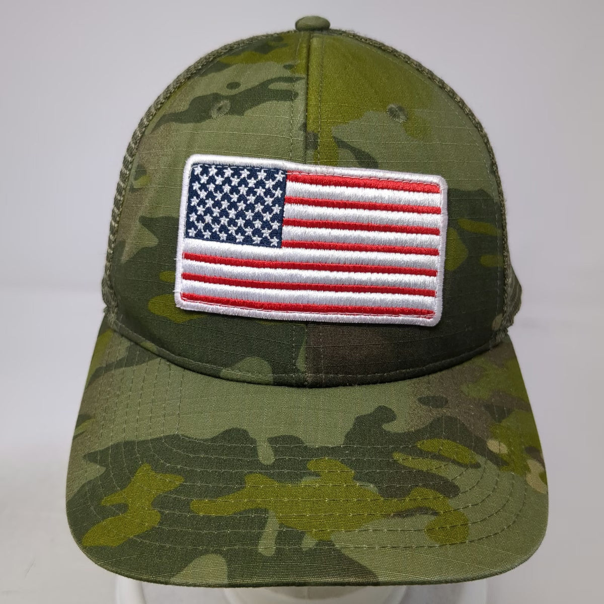 DeWalt Trucker Hat Green One Size American Flag Camo Guaranteed Tough Mesh