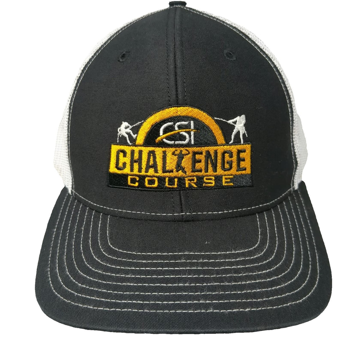Richardson Black One Size Trucker Hat Mesh Snapback Challenge Course Logo Hat