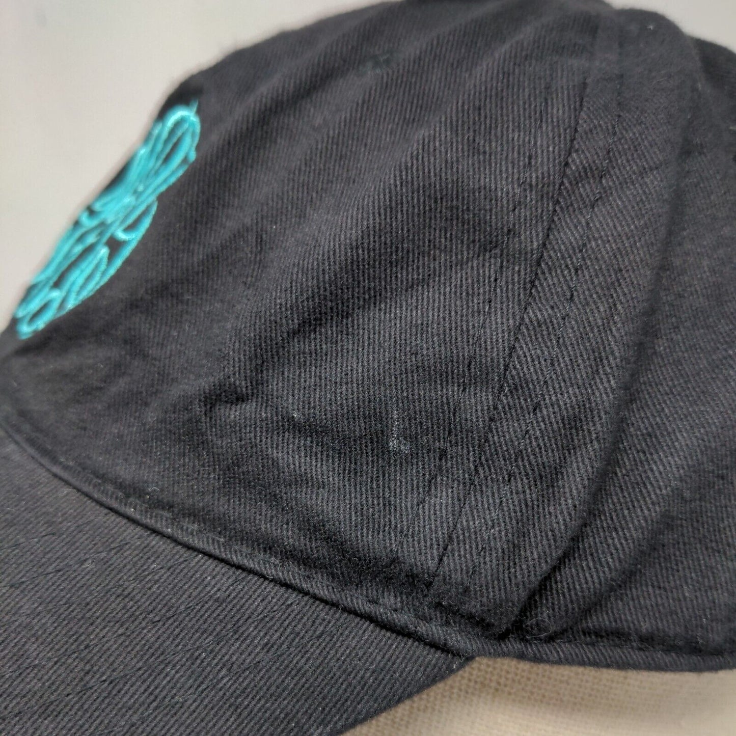 PRG Monogram Slideback Hat Black One Size Adjustable Embroidered Vented Holes