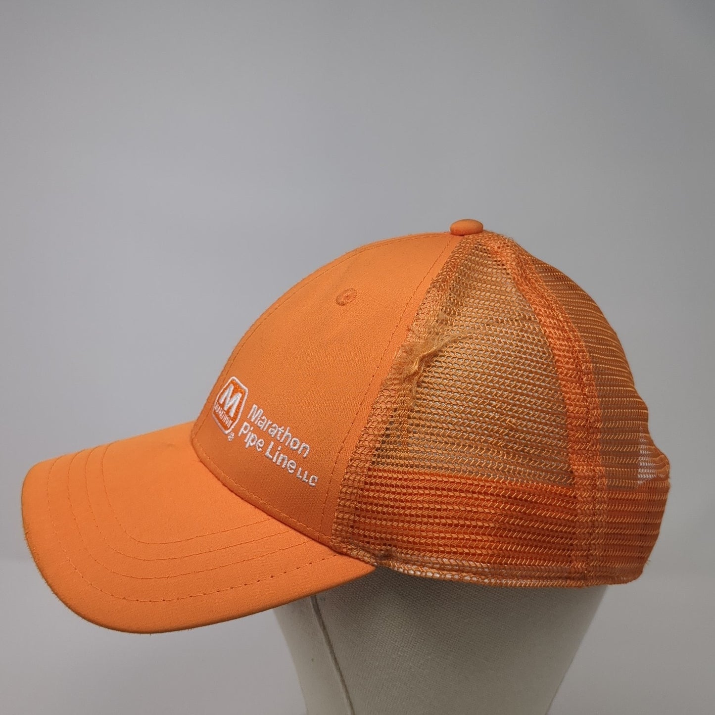 Marathon Pipe Line Snapback trucker Hat Orange OS Adjustable Mesh Back Pukka