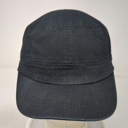 Black Army Cap One Size Adjustable Strapback Hat 100% Cotton Plain Cadet Cap