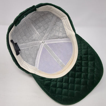 David And Young Strapback Hat Green One Size Velvet Diamond Quilted
