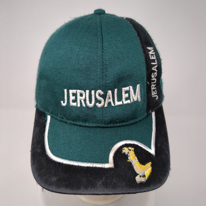 Jerusalem Strapback Hat Green One Size Adjustable Embroidered Patriotic 6 Panel