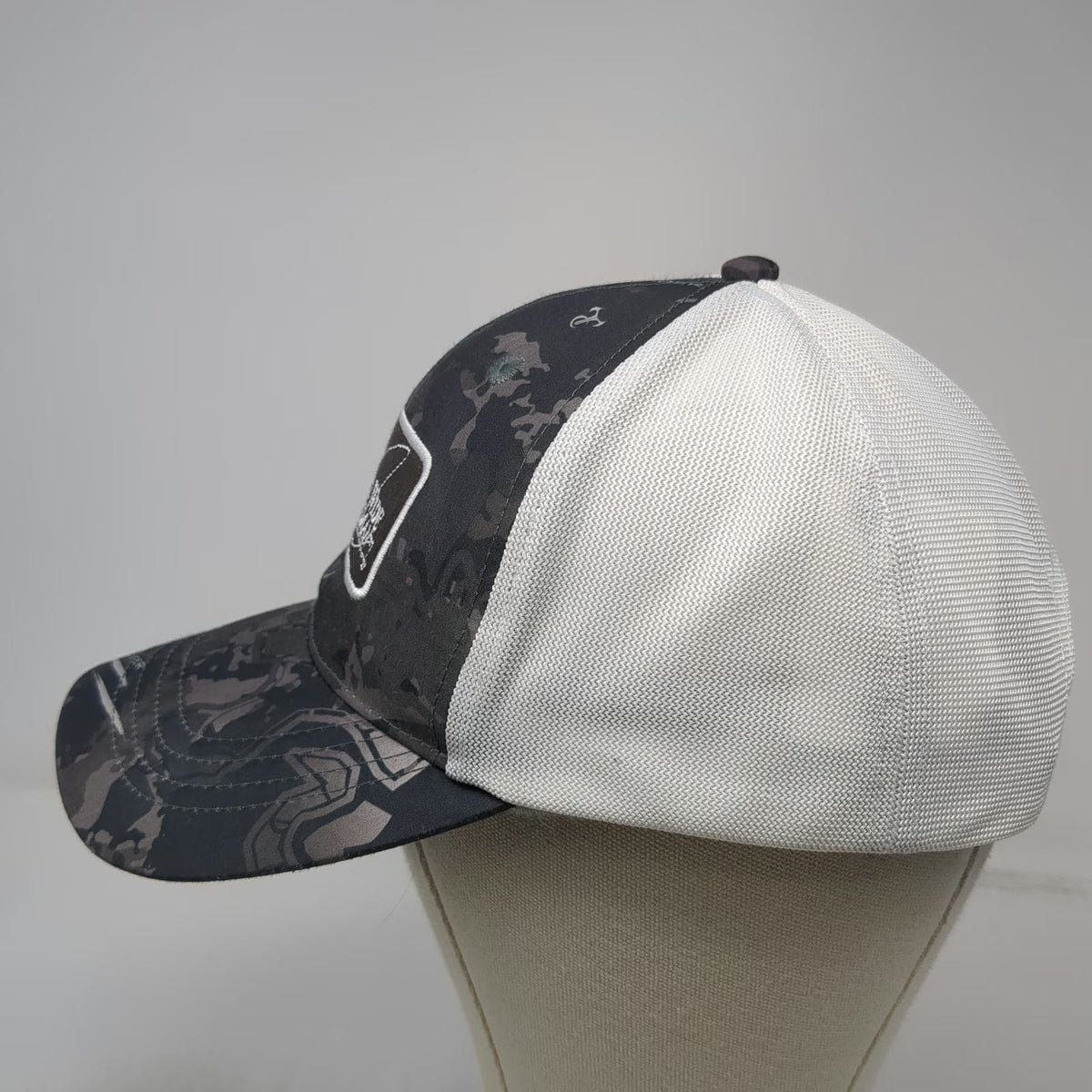 World Wide Sportsman Trucker Hat Black White One Size Viper Camo Mesh Snapback