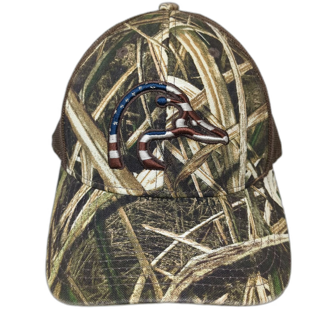 Ducks Unlimited Trucker Hat Brown Camo One Size Mesh Snapback Flag Duck Logo