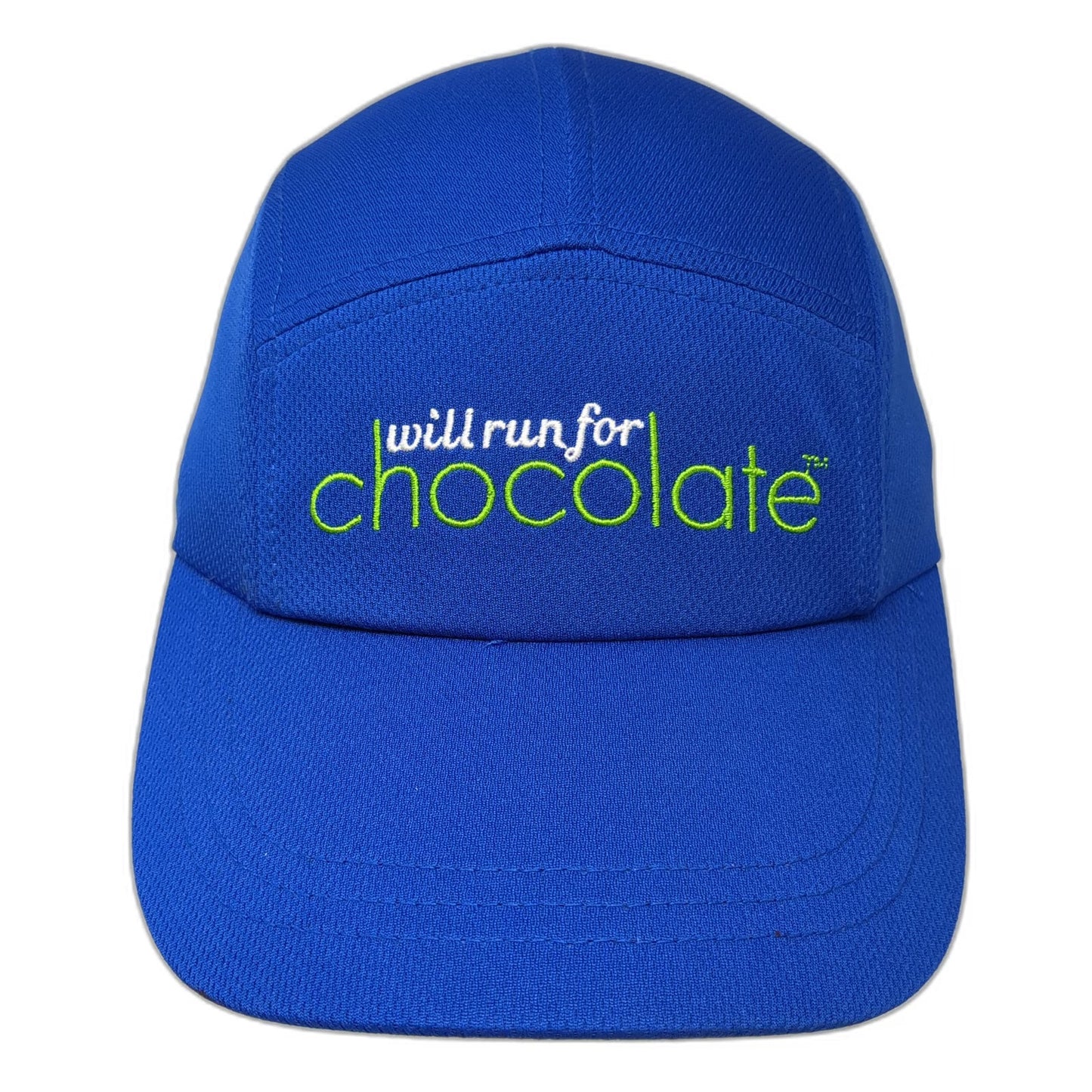 5 Panel Blue One Size Hat Will Run For Chocolate Reflective Running Performance