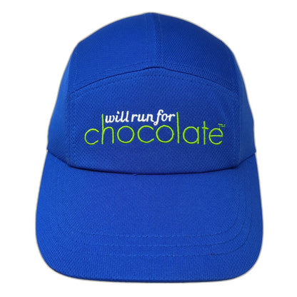 5 Panel Blue One Size Hat Will Run For Chocolate Reflective Running Performance