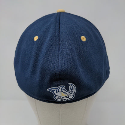 The Game Pro Fitted Hat Blue Large Embroidered Logo Solid Vent Holes