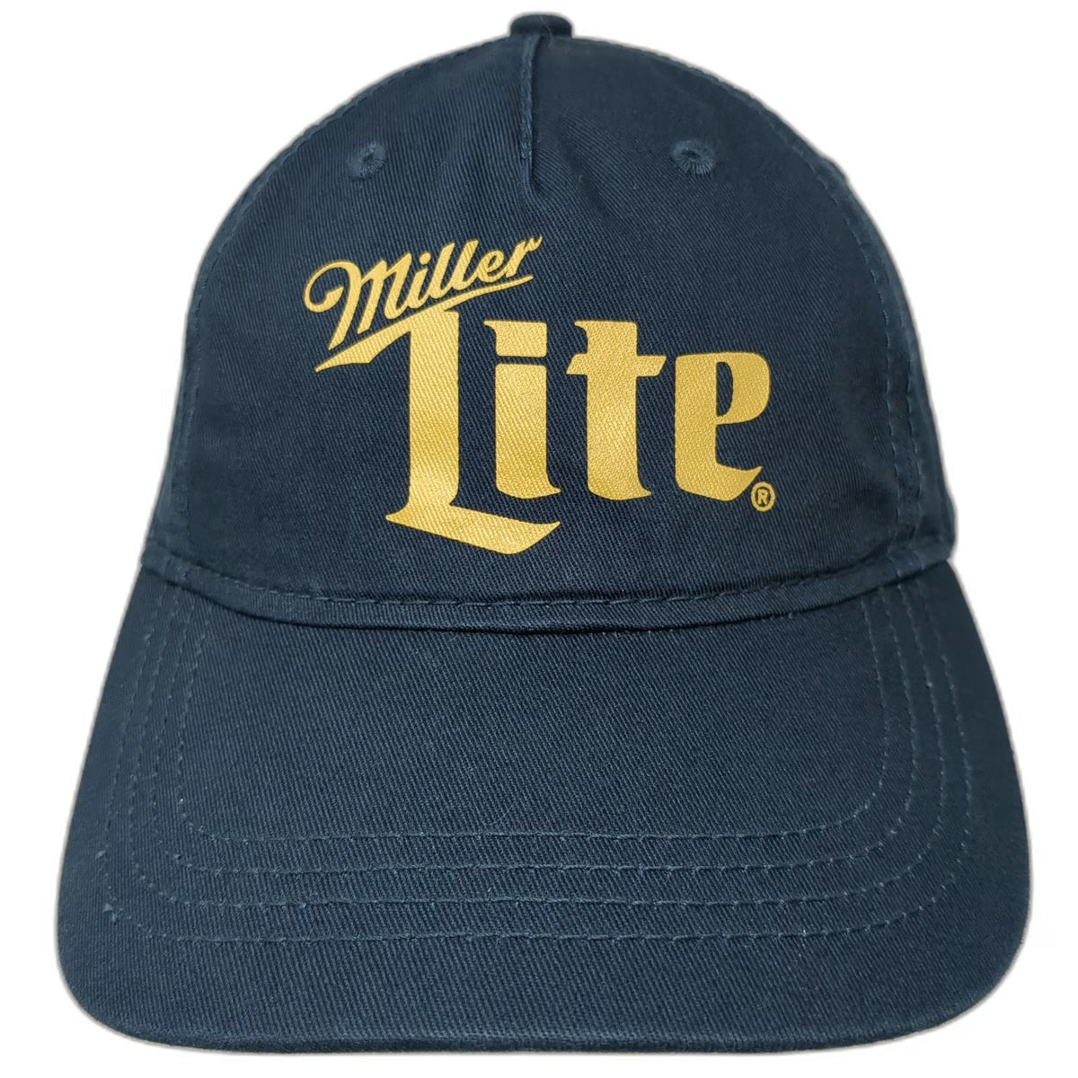 Miller Lite H3 Headwear 5 Panel Blue Hat One Size Gold Logo Strapback Beer Merch