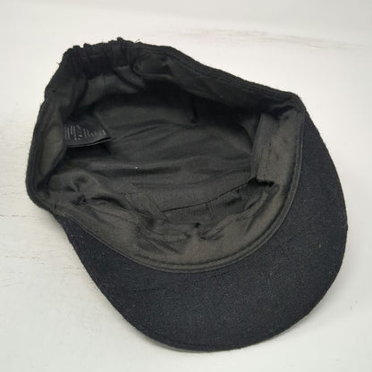 D&Y Army Cap Black One Size Wool Blend Decorative Buttons Elastic Back Hat Cadet