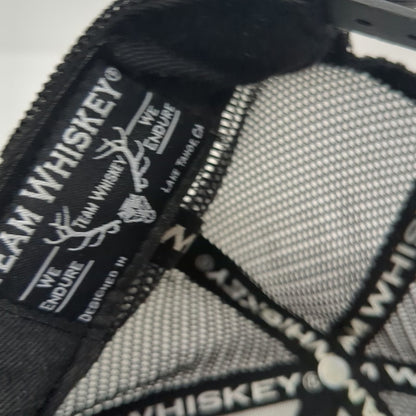 Team Whiskey Trucker Hat Gray OSFM Deer Skull Leather Patch Underbrim Snapback