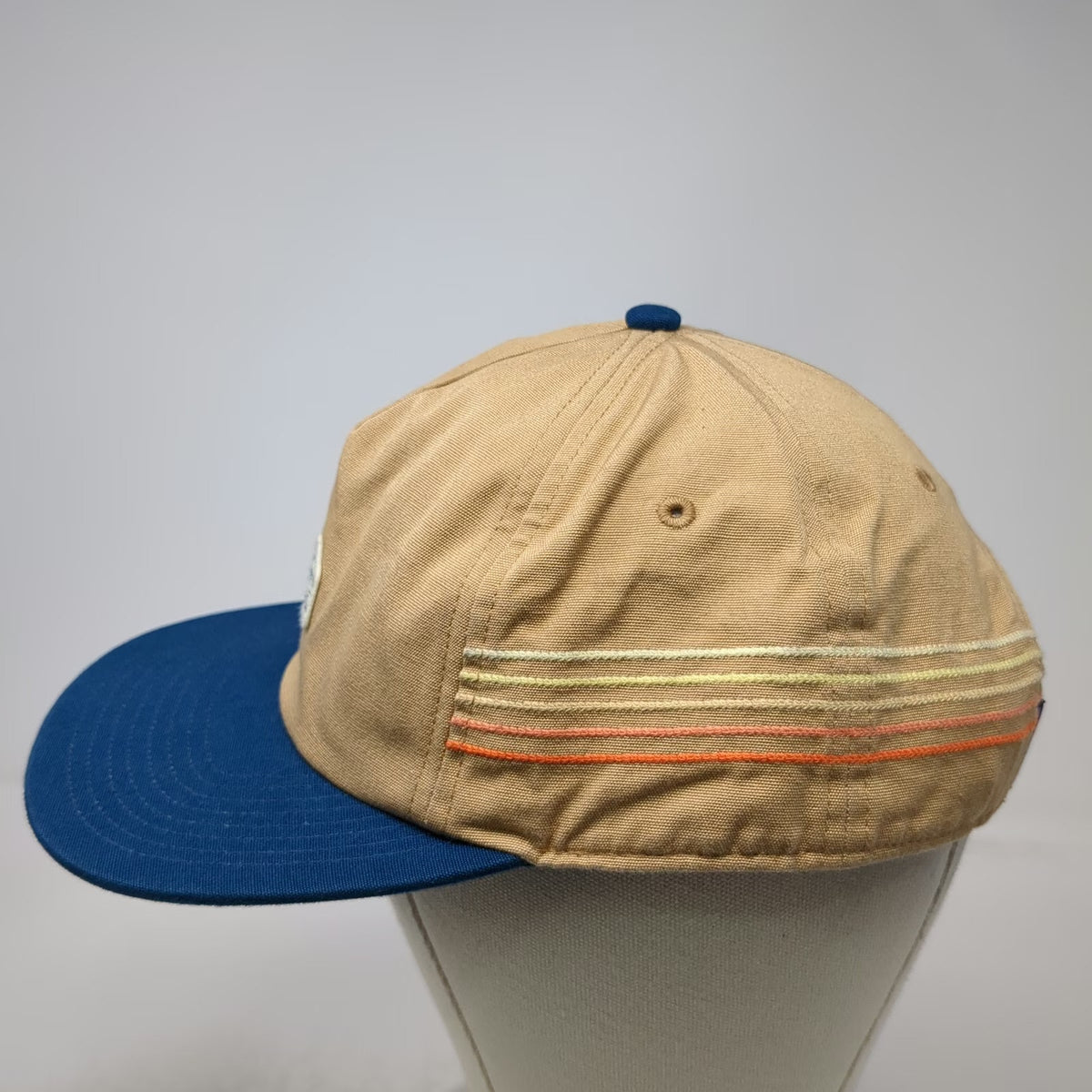 Patagonia 5 Panel Beige One Size Snapback Mountain Logo Side Stripes Hat