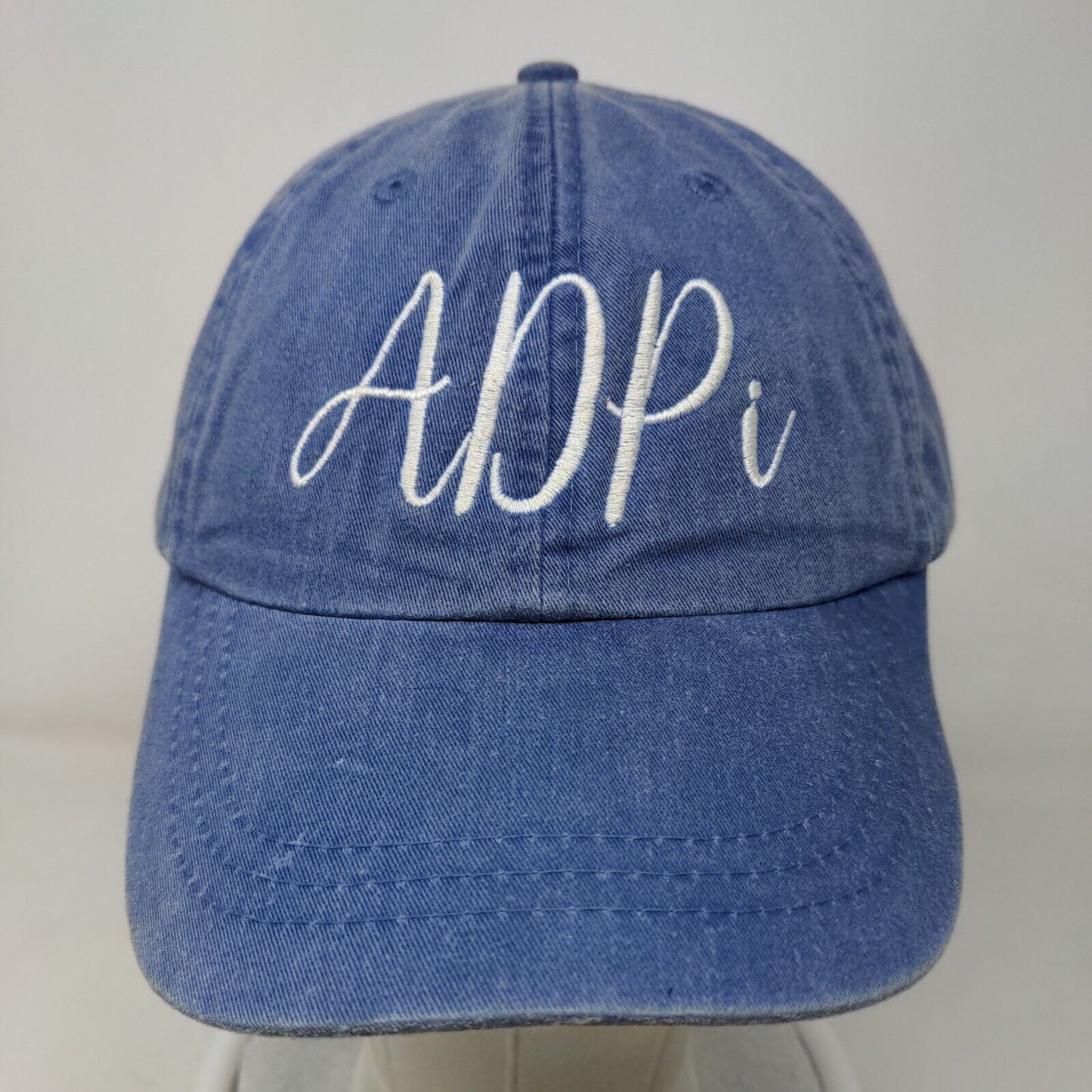 ADPi Slideback Hat Blue One Size Embroidered Lined Adjustable