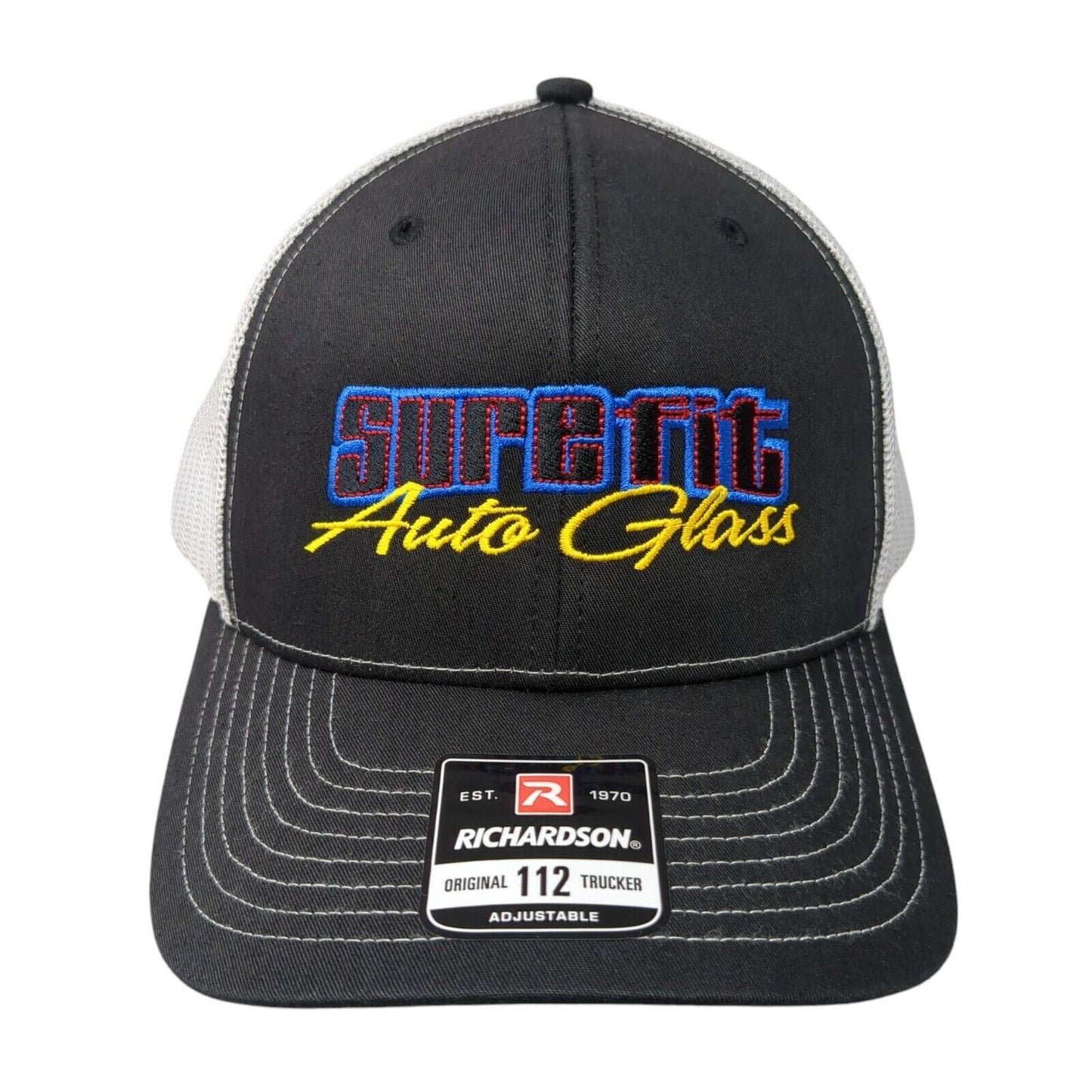 Sure Fit Auto Glass Snapback Trucker Hat Black One Size Mesh Back