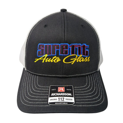 Sure Fit Auto Glass Snapback Trucker Hat Black One Size Mesh Back