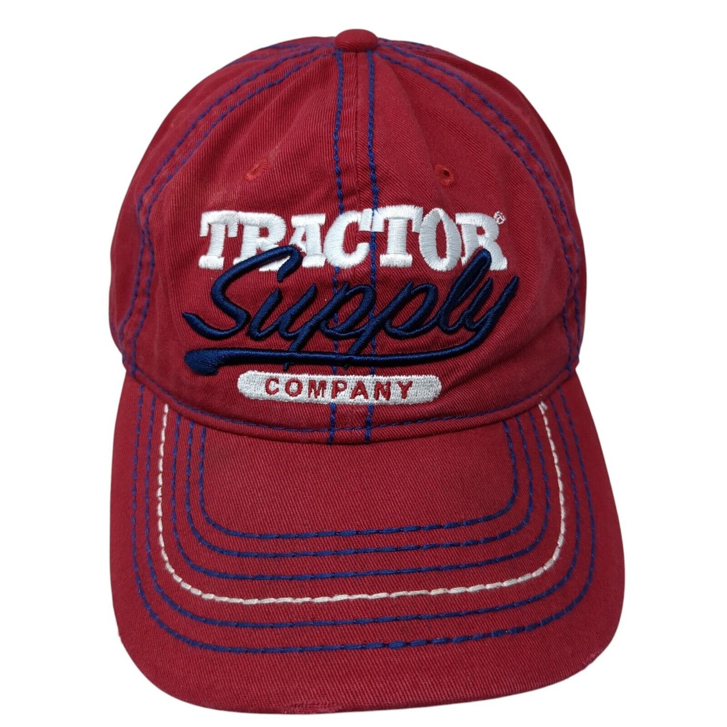 Tractor Supply Company Slideback Hat Red One Size Adjustable Embroidered 6 Panel