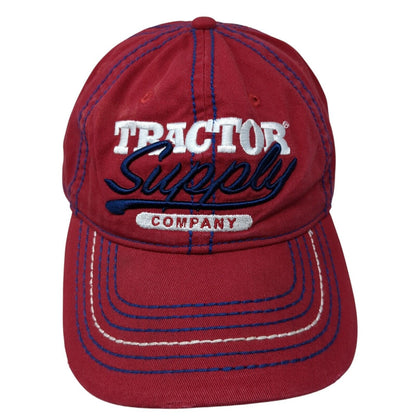 Tractor Supply Company Slideback Hat Red One Size Adjustable Embroidered 6 Panel