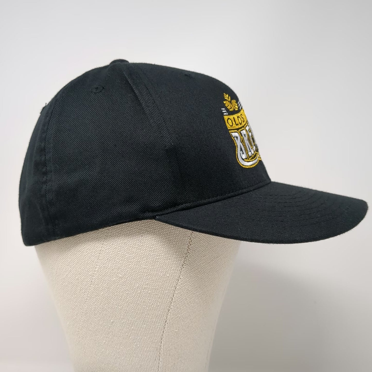 Flexfit Baseball Cap Black Yellow White Green XL Olds College Brewery Logo Hat