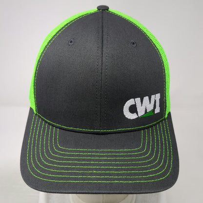 Richardson CWI Logo Trucker Hat Gray Green One Size Mesh Snapback Style 112