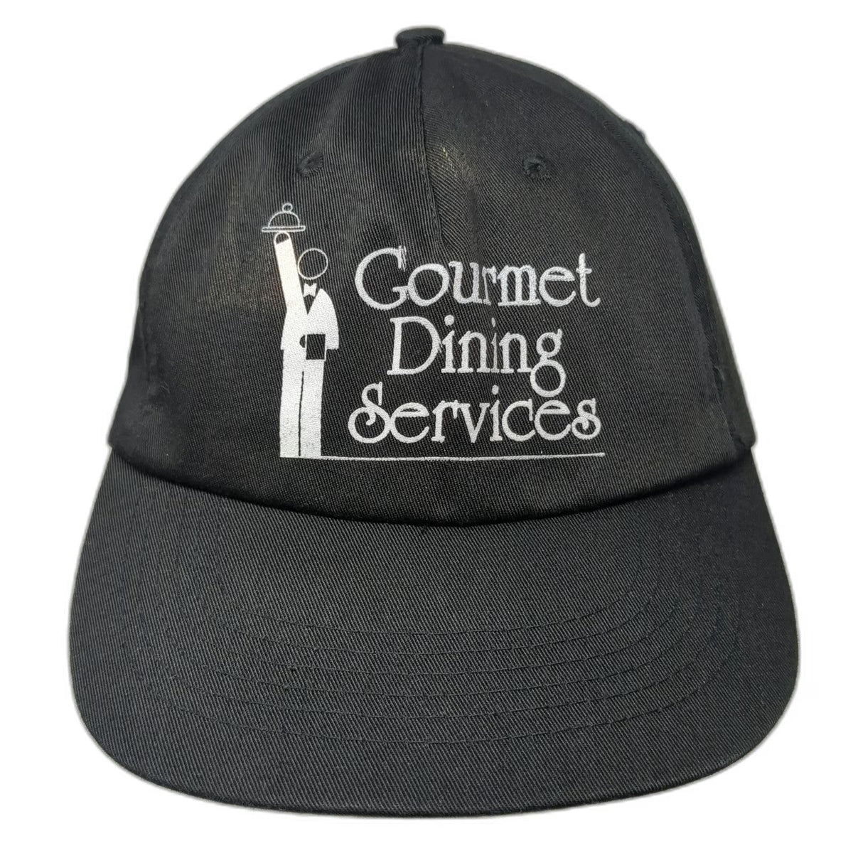 HTT 5 Panel Black One Size Hat Gourmet Dining Services Waiter Logo Strapback