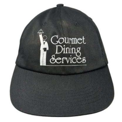 HTT 5 Panel Black One Size Hat Gourmet Dining Services Waiter Logo Strapback