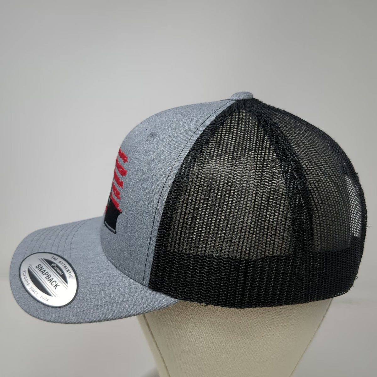Yupoong Trucker Hat Gray One Size Dump Truck Snow Plow American Flag Snapback