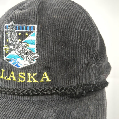 Alaska Snapback Rope Hat Black One Size Corduroy Solid Embroidered